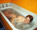 Debbie in the bath.