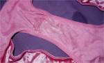 Close up of her semen soiled panty crotch