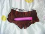 Pink princess vibrator, but tomboyish boxers.