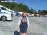 Flashing tits in the truckers lot