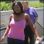 Chubby ebony poses outdoor and shows big tits