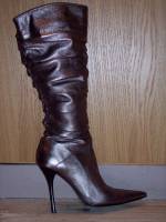 Pewter leather Moda boots, 4.25" heels